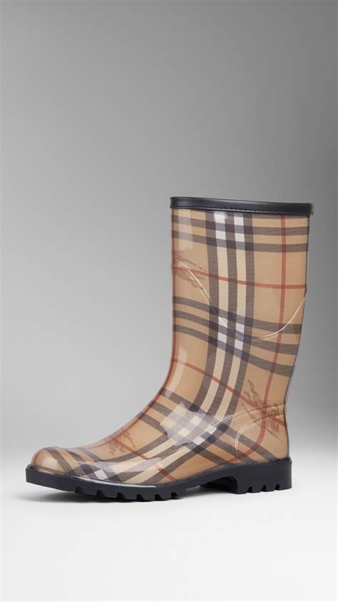 burberry black mid-height rainboot|Burberry haymarket rain boots.